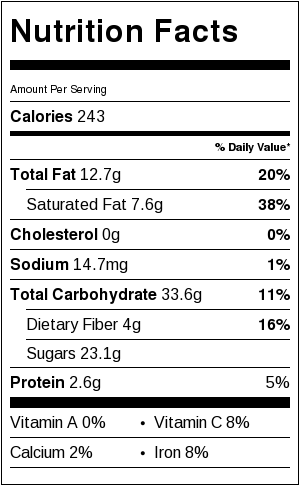 Cranberry Pear Crisp with Vanilla Drizzle (vegan), nutrition information