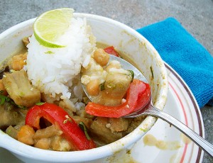 Vegan Green Curry with Eggplant
