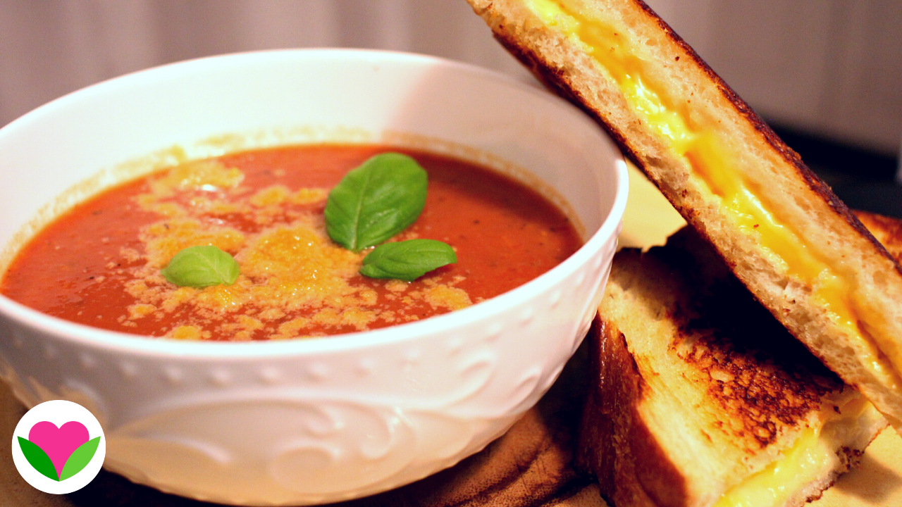 Vegan grilled cheese and tomato soup