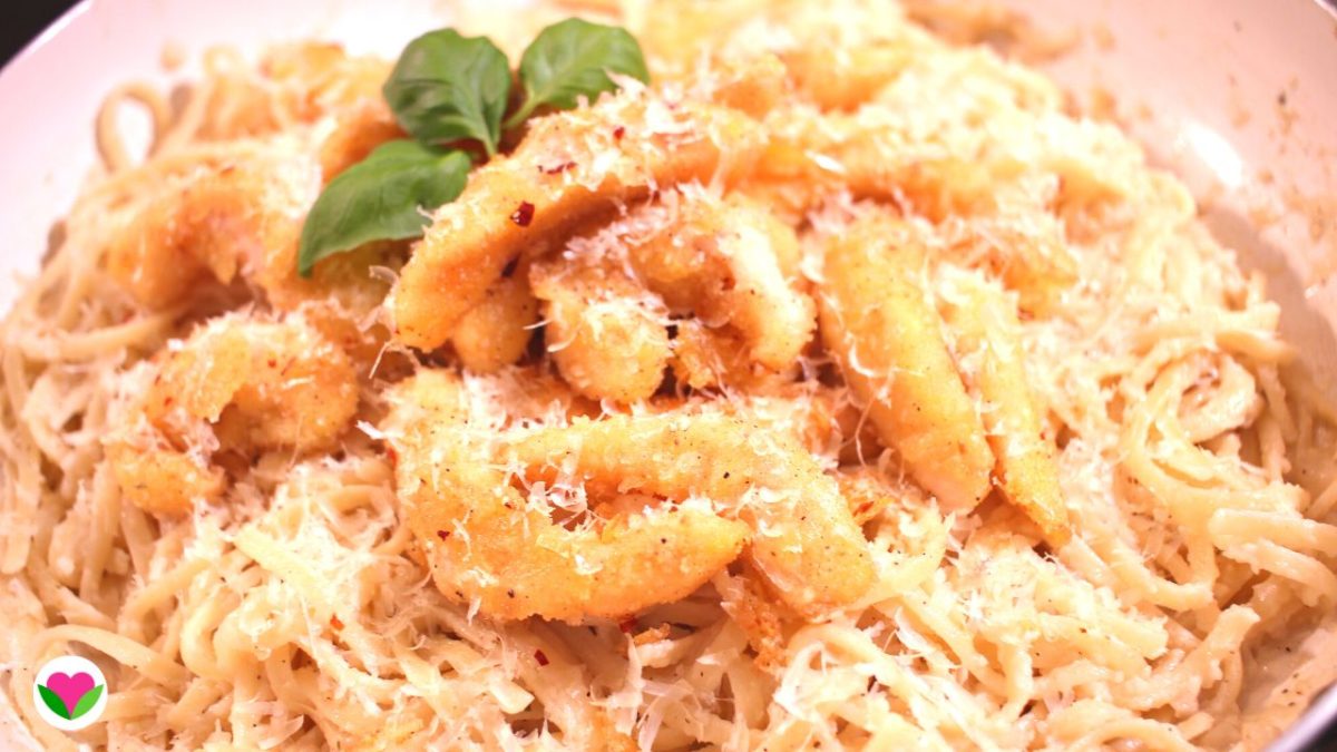 vegan shrimp alfredo pasta